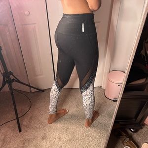 black and white leggings with see through slit